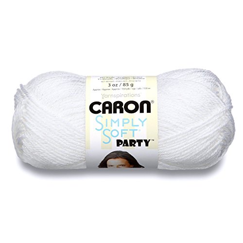 Caron Simply Soft Party-Garn, 85 g, mittelgroßes Kammgarn 4 Gauge, – Schnee – zum Häkeln, Stricken und Basteln von Caron