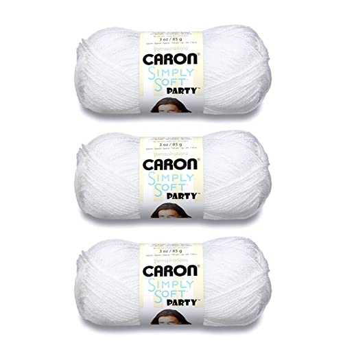 Caron Simply Soft Party Snow Sparkle Garn – 3 Packungen mit 85 g – Acryl – 4 Medium (Kammgarn) – 160 Meter – Stricken, Häkeln und Basteln von Caron