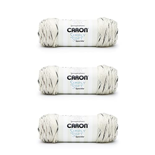 Caron Simply Soft Seashell Speckle Garn – 3 Stück 141 g – Acryl – 4 Medium (Kammgarn) – 230 Meter – Stricken/Häkeln von Caron