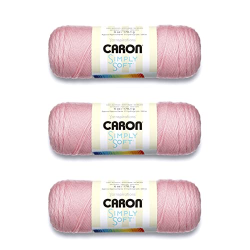 Caron Simply Soft Soft Pink Garn – 3 Packungen mit 170 g – Acryl – 4 Medium (Kamm) – 315 Meter – Stricken/Häkeln von Caron