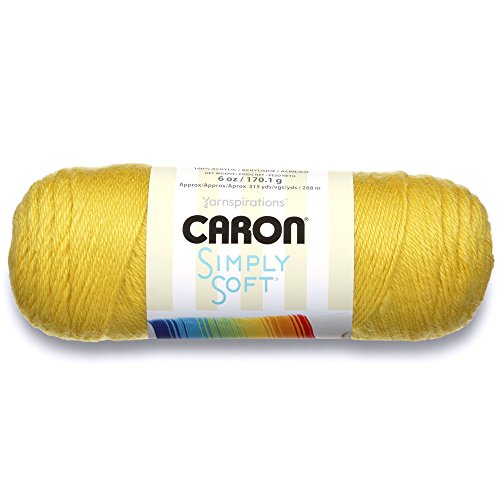 Caron Simply Soft Solids Garn, Stärke 4, 100% Acryl, Gelb – maschinenwaschbar und trocknen (H970039782) von Caron