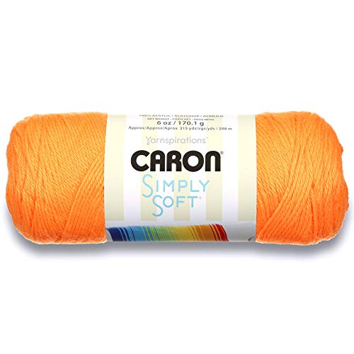 Caron Simply Soft Solids Garn, Stärke 4, 100% Acryl, Neonorange, maschinenwaschbar und trocknergeeignet Caron Simply Soft Solids Garn, Stärke 4, 100% Acryl, Neonorange, maschinenwaschbar und trocknergeeignet von Caron