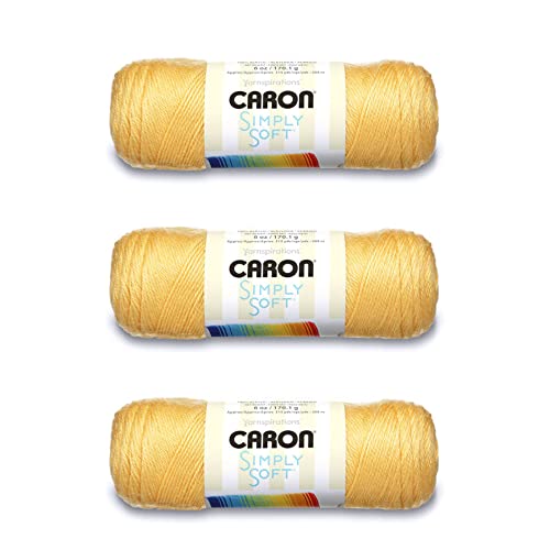 Caron Simply Soft Sunshine Garn – 3 Packungen mit 170 g – Acryl – 4 Medium (Kammgarn) – 300 Meter – Stricken, Häkeln und Basteln von Caron
