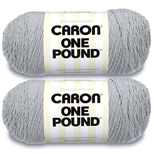 Caron Weiches Graumisch-Garn – 2 Packungen mit 454 g – Acryl – 4 Medium (Kammgarn) – 800 Meter – Stricken/Häkeln von Caron