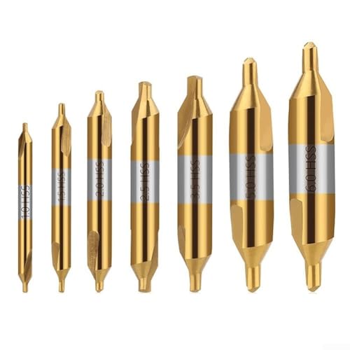 7-teiliges Zentrierbohrer-Set, 60-Grad-Zentrierbohrer, TiN-beschichtet, kombinierte Senker, Bohrlochschneider von Carpango