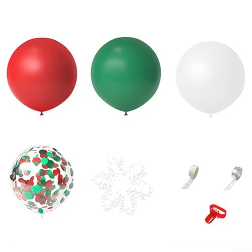 Weihnachten Luftballons Girlande Bogen Kit, 109 Stück Weihnachtsgirlande mit Schnee Luftballons Rot Grün Luftballons Xmas Rot Grün Party Dekorationen von Carpango