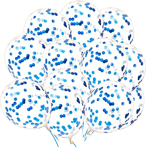 10 Jumbo Konfetti Luftballons als Deko für Geburtstag und Party | Richtig groß: 143cm Umfang | Partydeko Ballons Hochzeit Jubiläum Kindergeburtstag, Edition: Konfetti in Blau von Carpeta