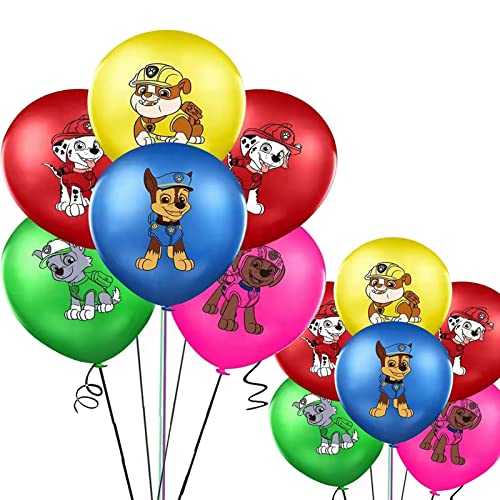 10 Luftballons * PAW DOG * als Deko für Kindergeburtstag und Mottoparty | Ø 30cm | plus 5m Ballonschnur | Hundeparty Party Kinder Party Ballon Ballondeko Set von Carpeta