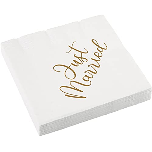 16 Servietten * JUST MARRIED * für als Deko eine Hochzeit | Wedding Party Napkins Weiße Papierservietten von Carpeta