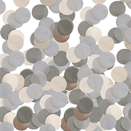 300 Teile Konfetti * Silber - GRAU - Weiss * als Deko für Geburtstag und Party | rund; Ø2,5cm; aus Papier und Folie | Partydeko Tischdeko Confetti Set von Carpeta