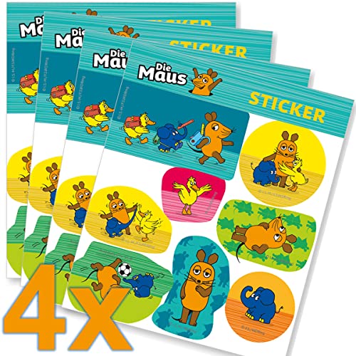 32-teiliges Sticker-Set * DIE SENDUNG MIT DER MAUS * für Kindergeburtstag und Mottoparty | Kinder Aufkleber Elefant WDR Party Set von Carpeta