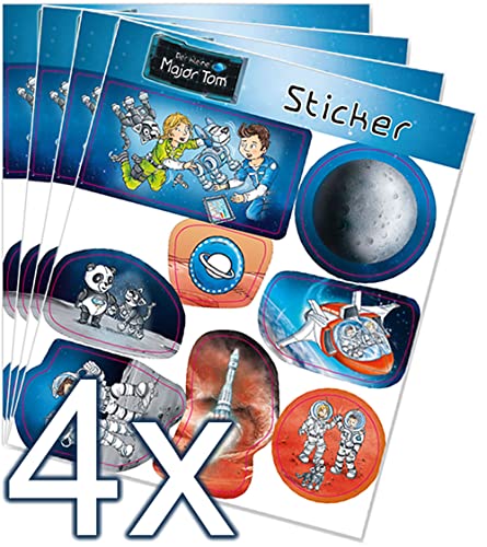 32-teiliges Sticker-Set * MAJOR TOM * für Kindergeburtstag und Mottoparty | Kinder Aufkleber Astronaut Kosmonaut Rakete Weltraum Space Party Set von Carpeta