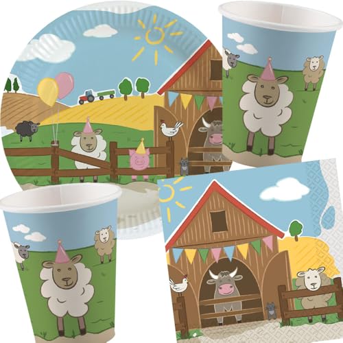 33-tlg Party-Set * BAUERNHOF & TIERE * für 8 Kinder mit Teller + Becher + Servietten + Luftballons | Farm Kuh Schaf Schwein Katze Party Kindergeburtstag Deko 33-tlg Party-Set * BAUERNHOF & TIERE * für 8 Kinder mit Teller + Becher + Servietten + Luftballons | Farm Kuh Schaf Schwein Katze Party Kindergeburtstag Deko von Carpeta