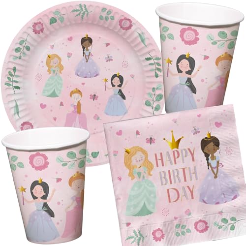 37-TLG. Party-Set * Pretty Princess * mit Teller, Becher, Servietten und Deko für Kindergeburtstag und Mottoparty | Mädchen lieben Diese Prinzessin zum Geburtstag und Party von Carpeta