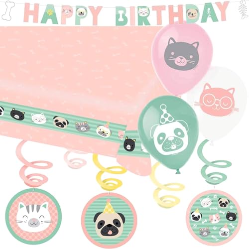 39-tlg. Dekoset * HAUSTIERE * mit Deko-Spiralen + Tischdecke + Girlande + Luftballons | Kindergeburtstag Kinder Motto Party Hello Pets Katze Hund 39-tlg. Dekoset * HAUSTIERE * mit Deko-Spiralen + Tischdecke + Girlande + Luftballons | Kindergeburtstag Kinder Motto Party Hello Pets Katze Hund von Carpeta