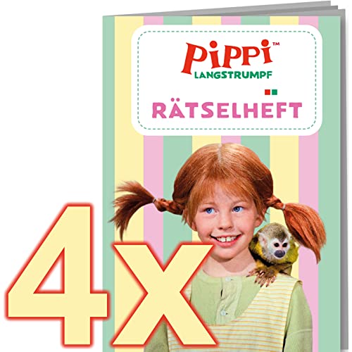 4 Mal- und Rätselhefte * PIPPI LANGSTRUMPF * mit 12 Seiten in DIN A6 | perfekt als Mitgebsel oder Geschenk | Astrid Lindgren Malbuch Malen Malblock Kinder von Carpeta