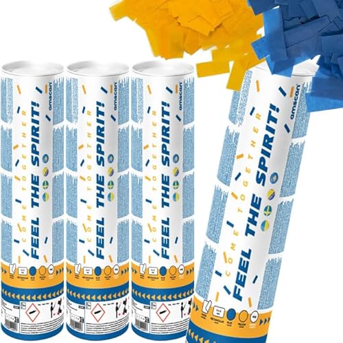 4 x Konfetti-Kanonen für Länder Konfetti Regen zur Fußball EM 2024 | 2-3m Effekthöhe, 28cm Party Popper mit Papierkonfetti | Shooter Konfettikanone (Ukraine) von Carpeta