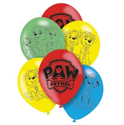 6 Luftballons * PAW DOG * als Deko für Kindergeburtstag und Mottoparty | Ø 27,5cm | Hundeparty Chase Skye Marshall Everest Rubble Party Kinder Party Ballon Ballondeko von Carpeta