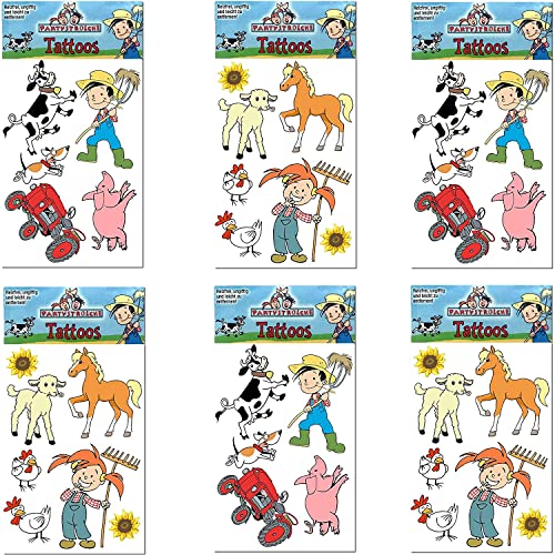 Carpeta 6-teiliges Tattoo-Set * Bauernhof & Tiere * Plus Buch: Spiel + Spaß mit Tattoos und Sticker für Kinder | Kindertattoo Geburtstag Mitgebsel Bauernhoftiere Aufkleber Carpeta 6-teiliges Tattoo-Set * Bauernhof & Tiere * Plus Buch: Spiel + Spaß mit Tattoos und Sticker für Kinder | Kindertattoo Geburtstag Mitgebsel Bauernhoftiere Aufkleber von Carpeta