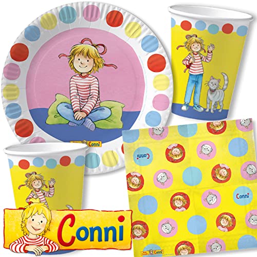 61-TLG. Party-Set * Conni * mit Teller, Becher, Servietten und Deko für Kindergeburtstag und Mottoparty | Mädchen lieben Freundin Conni zum Geburtstag und Kinder Party 61-TLG. Party-Set * Conni * mit Teller, Becher, Servietten und Deko für Kindergeburtstag und Mottoparty | Mädchen lieben Freundin Conni zum Geburtstag und Kinder Party von Carpeta