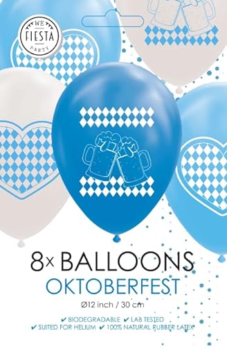 8 Luftballons * Oktoberfest * als Deko für Oktoberfest Geburtstag und Mottoparty | Ø 30cm | Biologisch abbaubar | Party Ballon Ballondeko Lufballon Oktoberfest Bayern München Fest von Carpeta
