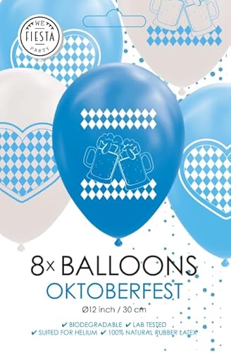 8 Luftballons * Oktoberfest * als Deko für Oktoberfest Geburtstag und Mottoparty | Ø 30cm | Biologisch abbaubar | Party Ballon Ballondeko Lufballon Oktoberfest Bayern München Fest von Carpeta