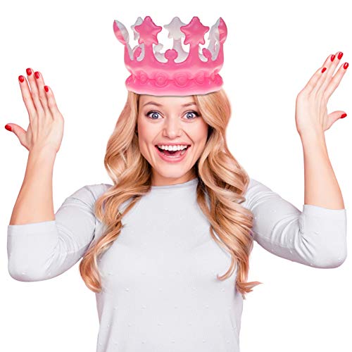 Aufblasbare Krone in Pink/Rosa | Passend für Kinder und Erwachsene | Geburtstagskrone für Geburtstag und Kindergeburtstag | Königin für einen Tag von Carpeta