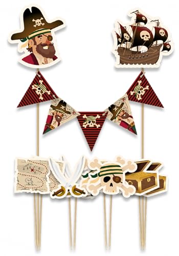 Cake Topper * PIRATES * als Kuchendeko zum Kindergeburtstag und Kinder Party | Cake Torten Kuchenstecker Geburtstag Deko, Stil: Piraten Cake Topper * PIRATES * als Kuchendeko zum Kindergeburtstag und Kinder Party | Cake Torten Kuchenstecker Geburtstag Deko, Stil: Piraten von Carpeta
