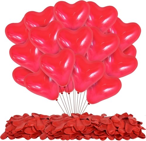 Carpeta 100 große Herzballons in ROT Luft und Ballongas geeignet // Herz Luftballons Herzluftballons Ballons Herzen Liebe Trauung Hochzeit Vermählung Valentinstag Deko Dekoration von Carpeta