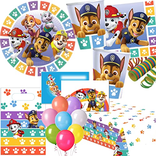 Carpeta 101 Teile * PAW Patrol * Party-Set für Kindergeburtstag mit 8 Kindern: Teller Becher Servietten Einladungen Partytüten Tischdecke Trinkhalme Luftschlangen Ballons | Geburtstag Deko Carpeta 101 Teile * PAW Patrol * Party-Set für Kindergeburtstag mit 8 Kindern: Teller Becher Servietten Einladungen Partytüten Tischdecke Trinkhalme Luftschlangen Ballons | Geburtstag Deko von Carpeta
