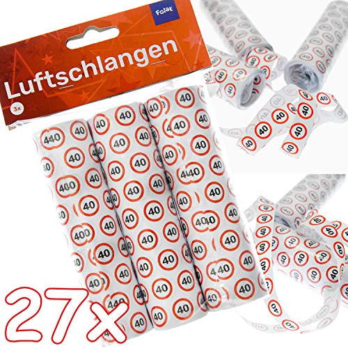 Carpeta 27 Luftschlangen * 40. Geburtstag * als Deko für Party und Birthday | 3 Rollen mit je 9 Schlangen mit Verkehrsschild Zahl 40 | Tischdeko Streamer Carpeta 27 Luftschlangen * 40. Geburtstag * als Deko für Party und Birthday | 3 Rollen mit je 9 Schlangen mit Verkehrsschild Zahl 40 | Tischdeko Streamer von Carpeta