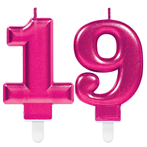 Carpeta 2X Zahlenkerzen * Zahl 19 * in PINK | 11cm x 9cm groß | Deko 19. Geburtstag Geburtstagskerze Kerze von Carpeta