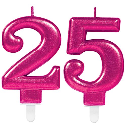 Carpeta 2X Zahlenkerzen * Zahl 25 * in PINK | ca. 12cm x 10cm groß | Deko 21. Geburtstag Geburtstagskerze Kerze von Carpeta