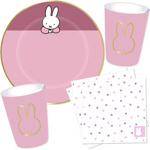 Carpeta 37-TLG Party-Set * SÜSSES HÄSCHEN * für 8 Gäste mit Teller + Becher + Servietten + Luftballons | Happy Birthday Party Geburtstag Kindergeburtstag Kinder Deko Hase Osterhase Ostern von Carpeta