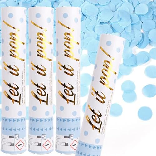 Carpeta 4 x Konfetti-Kanonen für einen Konfetti-Regen | 2-3m Effekthöhe, 28cm Party Popper mit Folien- und Papierkonfetti | Konfettikanone Hochzeit Geburtstag, Edition: Konfettikanone Blau Carpeta 4 x Konfetti-Kanonen für einen Konfetti-Regen | 2-3m Effekthöhe, 28cm Party Popper mit Folien- und Papierkonfetti | Konfettikanone Hochzeit Geburtstag, Edition: Konfettikanone Blau von Carpeta