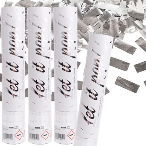 4 x Konfetti-Kanonen für einen Konfetti-Regen | 2-3m Effekthöhe, 28cm Party Popper mit Folien- und Papierkonfetti | Konfettikanone Hochzeit Geburtstag, Edition: Konfettikanone Silber 4 x Konfetti-Kanonen für einen Konfetti-Regen | 2-3m Effekthöhe, 28cm Party Popper mit Folien- und Papierkonfetti | Konfettikanone Hochzeit Geburtstag, Edition: Konfettikanone Silber von Carpeta