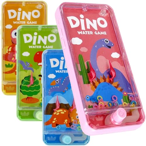 Carpeta 4X Geduldsspiele * SÜSSE Dinosaurier * als Mitgebsel zum Kindergeburtstag und Mottoparty | Größe je Spiel: 7x14cm | Dinos Wasserflipper Wasserspiele Flipper Kinder Geburtstag von Carpeta