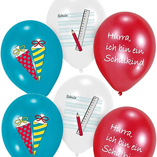 Carpeta 6 Luftballons * Schulanfang * für Kindergeburtstag und Einschulung | 86cm Umfang | Luftballon Ballons Deko Schulstart ABC Schule von Carpeta