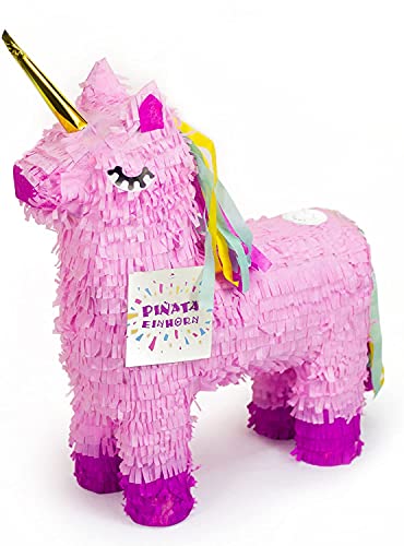 Carpeta Einhorn Pinata - 57x37cm groß in Rosa/Pink - ungefüllt - Ideal zum Befüllen mit Süßigkeiten und Geschenken - Piñata für Kindergeburtstag Spiel, Geschenkidee, Party, Hochzeit von Carpeta