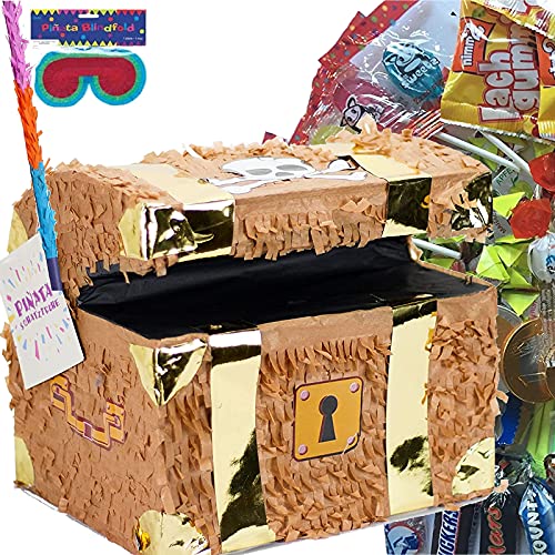 Carpeta Pinata Set: * SCHATZTRUHE * + Maske + Schläger + 100-teiliger Süßigkeiten-Füllung No.1 Handgefertigte Schatzkiste Pinata | Tolles Spiel für Kindergeburtstag und Motto-Party Carpeta Pinata Set: * SCHATZTRUHE * + Maske + Schläger + 100-teiliger Süßigkeiten-Füllung No.1 Handgefertigte Schatzkiste Pinata | Tolles Spiel für Kindergeburtstag und Motto-Party von Carpeta