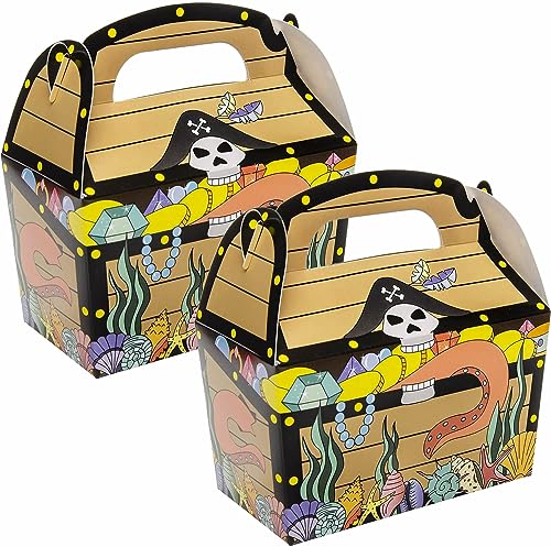 Carpeta Piraten Schatztruhe Schatzkiste für Kindergeburtstag | 12 Stück | Geschenkboxen für Mitgebsel aus Pappe | Mitgebselbox mit Tragegriff | Pirat Kinderpiraten von Carpeta