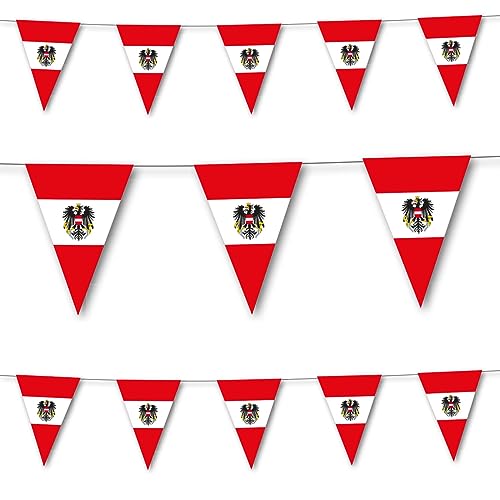 Deko * ÖSTERREICH * für Party und Geburtstag | Dekoration Partydeko Länderparty EM WM Austria Flagge, Edition: Tattoos, 19 Stück (Wimpelkette, 3,5m) von Carpeta