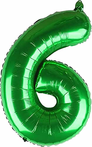 Folienballon Grün Zahl 0 bis 9 als Deko für Geburtstag und Party | 80cm groß | Kinder Grüne Zahlen Ballondeko Kindergeburtstag Partydeko Mint, Edition: 6. Geburtstag von Carpeta