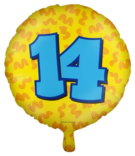 Folienballon * Zahl 14 * als Deko für Kindergeburtstag, Geburtstag und Party | Ø46cm, für Luft + Helium | Happy Birthday Luftballons Ballons, Edition: 14. Geburtstag von Carpeta