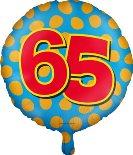 Folienballons * Zahlen 1-100 * als Deko für Kindergeburtstag, Geburtstag und Party | Ø46cm, für Luft + Helium | Happy Birthday Luftballons Ballons, Edition: 65. Geburtstag von Carpeta