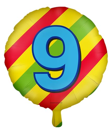 Folienballons * Zahlen 1-100 * als Deko für Kindergeburtstag, Geburtstag und Party | Ø46cm, für Luft + Helium | Happy Birthday Luftballons Ballons, Edition: 9. Geburtstag von Carpeta