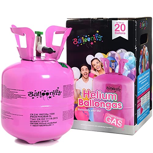Helium Ballongas für 20/30/50 Ballons | Heliumflasche Set mit Knickventil für Luftballons + Folienballons | Geburtstag Party Hochzeit Flasche, Größe: Ballongas für 20 Ballons von Carpeta