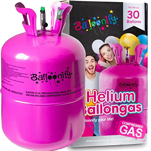 Helium Ballongas für 20/30/50 Ballons | Heliumflasche Set mit Knickventil für Luftballons + Folienballons | Geburtstag Party Hochzeit Flasche, Größe: Ballongas für 30 Ballons von Carpeta