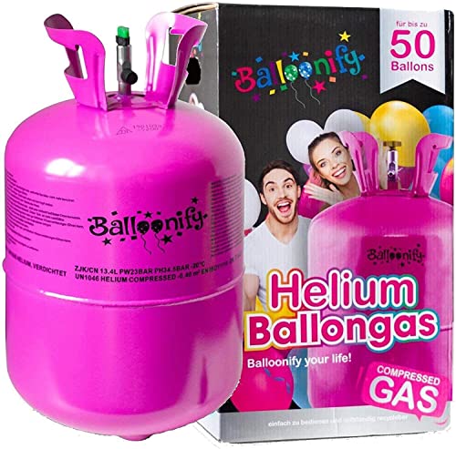 Helium Ballongas für 20/30/50 Ballons | Heliumflasche Set mit Knickventil für Luftballons + Folienballons | Geburtstag Party Hochzeit Flasche, Größe: Ballongas für 50 Ballons von Carpeta
