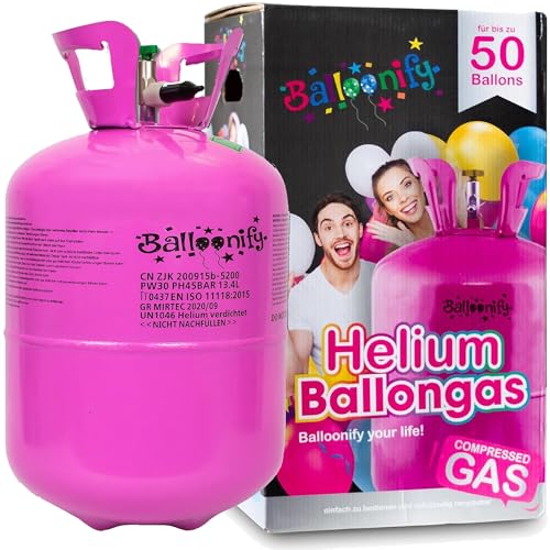 Helium Ballongas für 20/30/50 Ballons | Heliumflasche Set mit Knickventil für Luftballons + Folienballons | Geburtstag Party Hochzeit Flasche, Größe: Ballongas für 50 Ballons Helium Ballongas für 20/30/50 Ballons | Heliumflasche Set mit Knickventil für Luftballons + Folienballons | Geburtstag Party Hochzeit Flasche, Größe: Ballongas für 50 Ballons von Carpeta